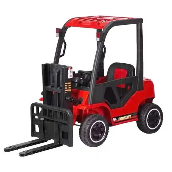 Kids' Forklift Ride-On Toy Car - 12V Rechargeable Battery, Remote Control-red