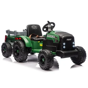 Dark green electric tractor CH9959B with trailer